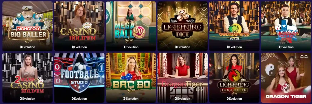 ChachaBet Casino live casino spellen van Evolution met roulette poker en game shows