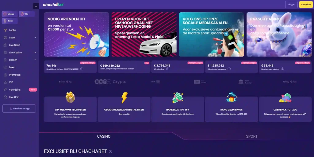 ChachaBet Casino promoties en bonussen overzicht met cashback rakeback en VIP aanbiedingen